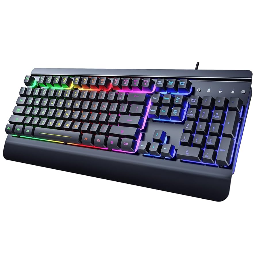 Gaming Keyboard, 104 Keys All-Metal Panel, Dacoity Rainbow